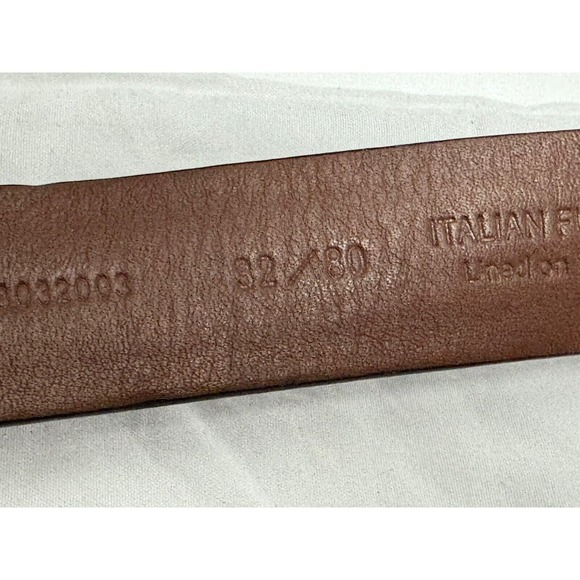 ROUNDTREE &YORKE Belt Men 32 Italian Cowhide Leather Brown Brass Buckle - Picture 9 of 9